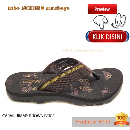 Sandal anak casual sandal jepit spons CARVIL JIMMY BROWN BEIGE