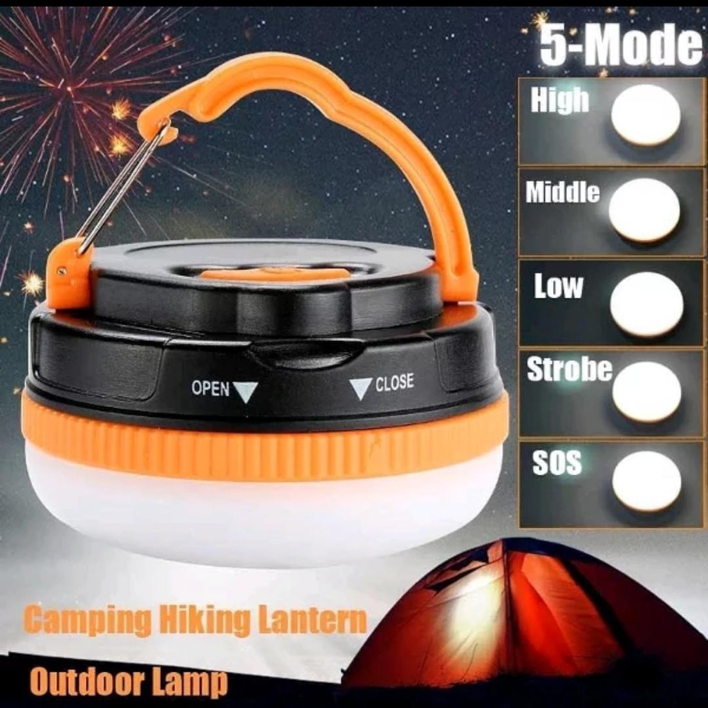 Lampu Emergency + Senter Tahan Air - Lentera Tenda Camping LED - Cas &amp; Tenaga Surya - USB Emergensi Lamp