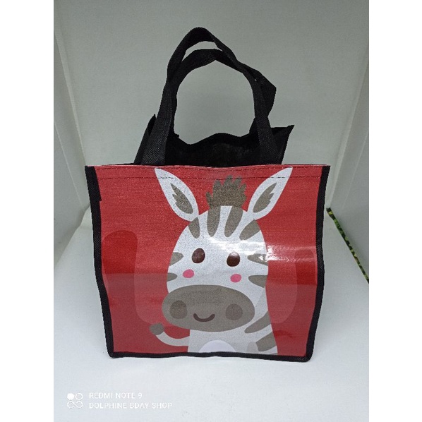 Tas Ultah Tenteng Vinil Animal Jumbo untuk kotak nasi dan snack all size-3