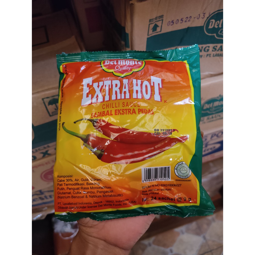 

delmonte extra hot sachet sambal ektra pedas isi 24 sachet @9 gram