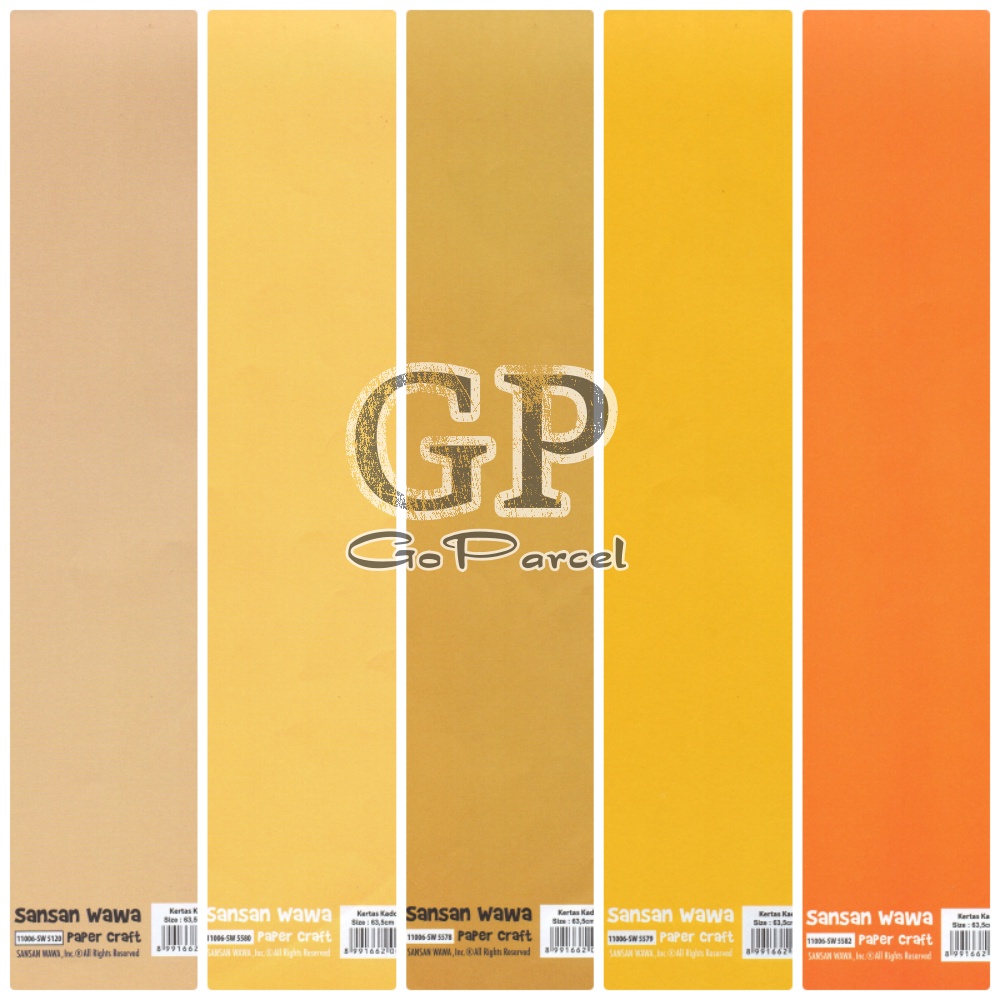 ( 5 Lembar ) POLOS SANWA - KERTAS KADO CREAM YELLOW GOLD COLORS SERIES - GIFT WRAP PAPER SANSAN WAWA KUNING MUDA / KUNING TUA / CREAM / EMAS