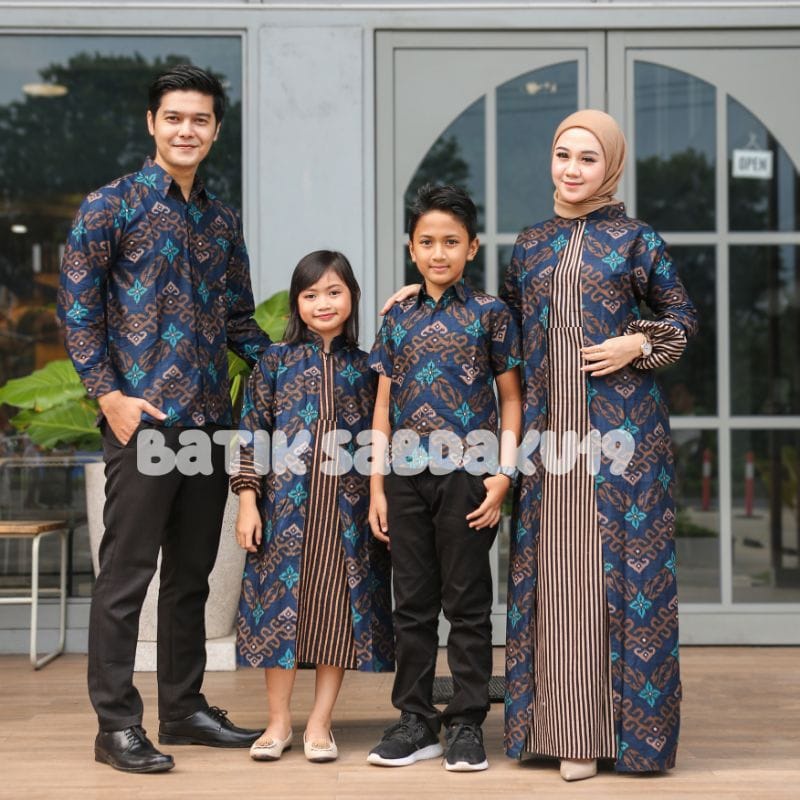 COUPEL GAMIS FAMILI Batik keluarga ,SARIMBIT IBU AYAH DAN ANAK