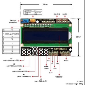 LCD 1602 16x2 Blue Backlight LCD Screen Keypad Shield for Arduino UNO MEGA