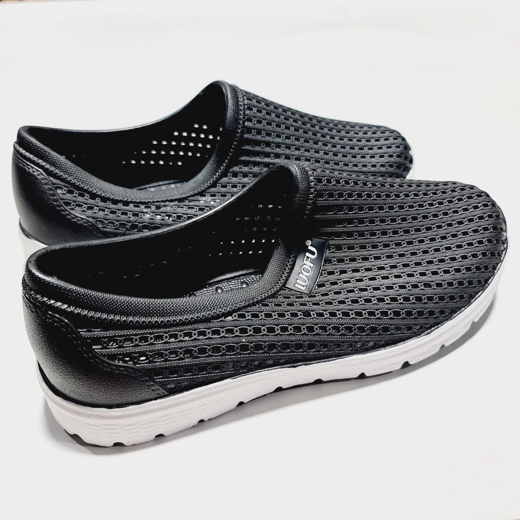 LUOFU ORIGINAL sepatu karet empuk murah pria slip on cowok casual import cowok 1618