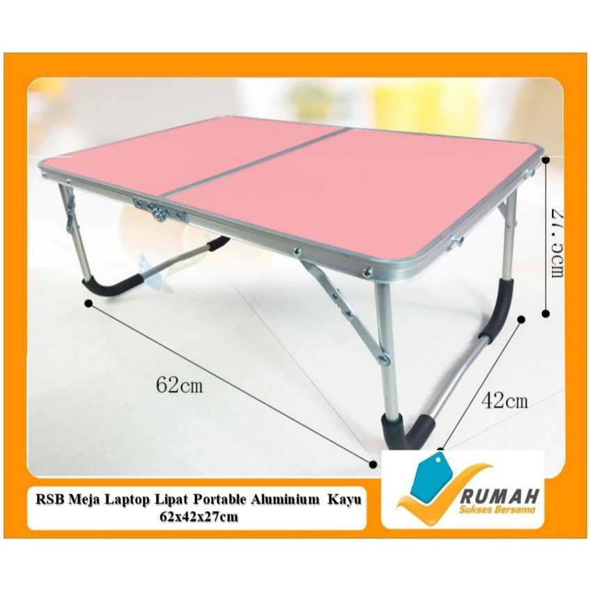 RSB Meja  Laptop Lipat Portable Aluminium  Kayu 62x42x27cm 