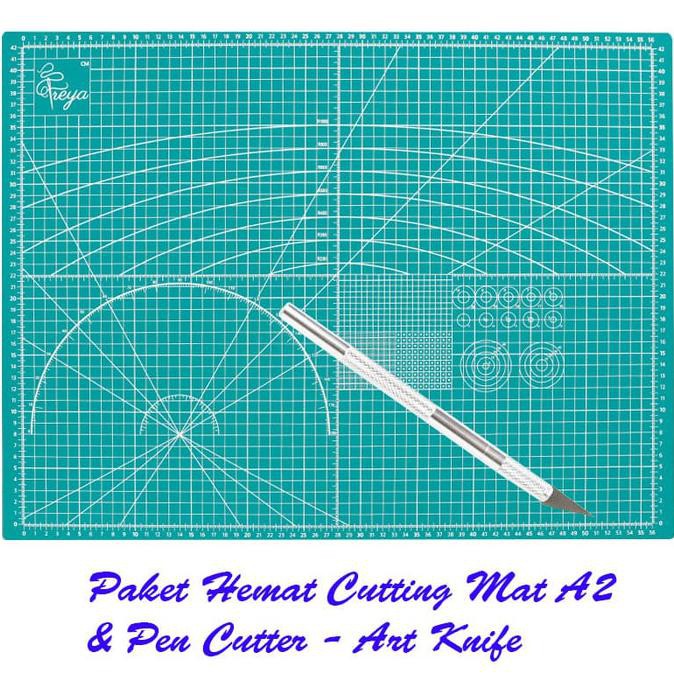 

PROMO SPESIAL Paket Hemat Cutting Mat A2 Double Sided + Pen Cutter Design Knife