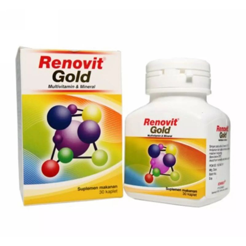 RENOVIT GOLD Dan RENOVIT BOTOL Isi 30 Tablet - Multivitamin Dewasa Dan Lansia Suplemen