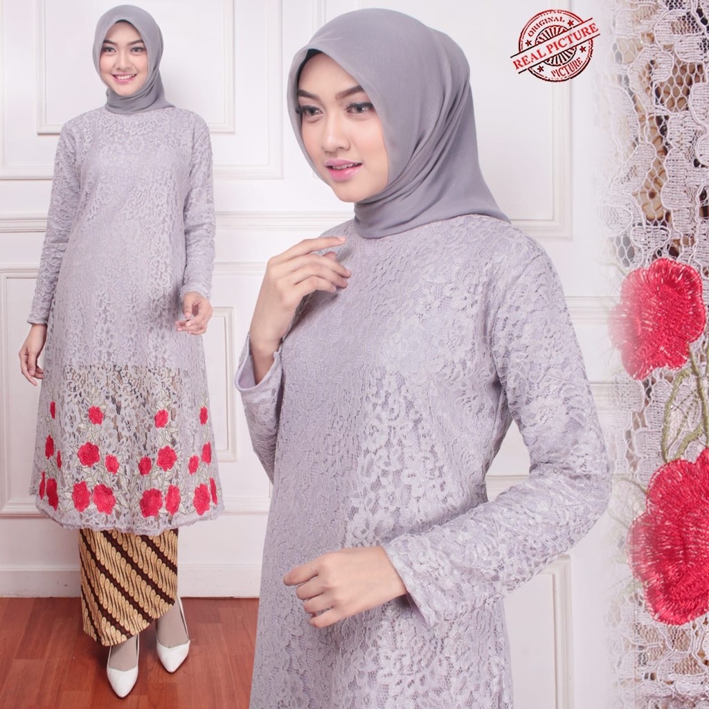 HOPYLOVY - Setelan Kebaya Wanita bahan Brukat Premium Nuraini Gliter