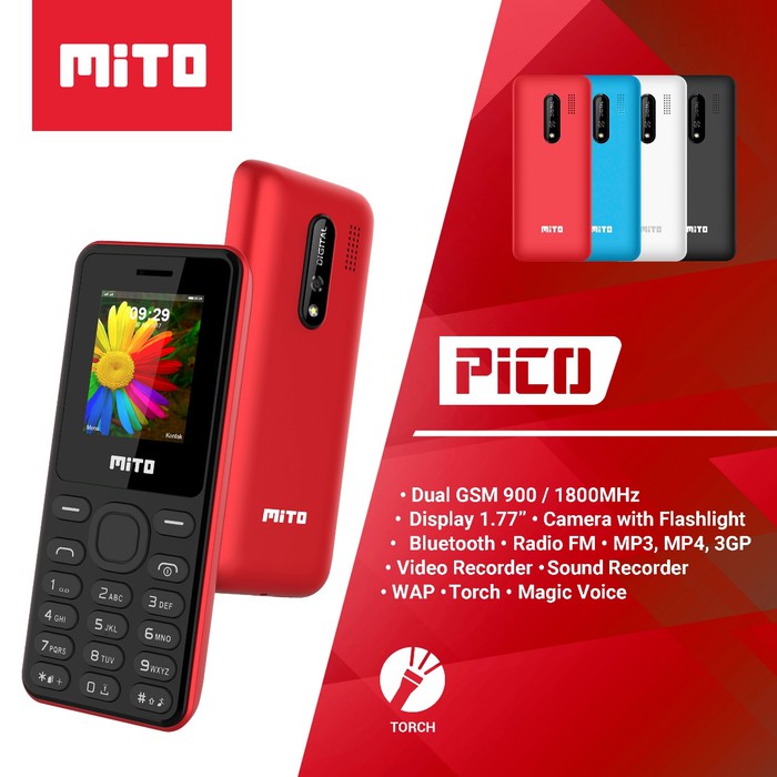 Mito 101 Pico Feature Phone Dual SIM Camera HP FM Radio Bluetooth MP3 MP4 Ponsel Internet MicroSD