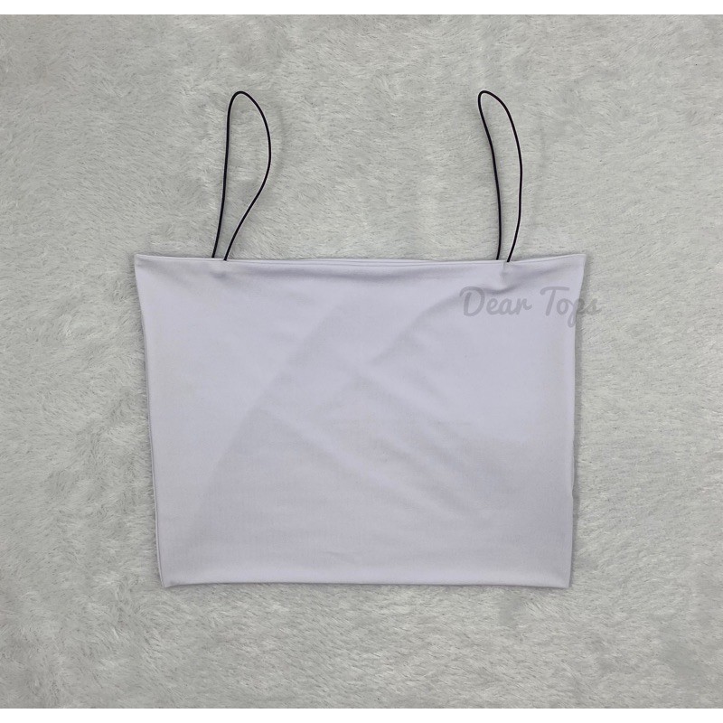 TankTop Spagetti | Tanktop Tali Spageti Square Crop | Kemben (Bahan Jersey Premium)-Putih
