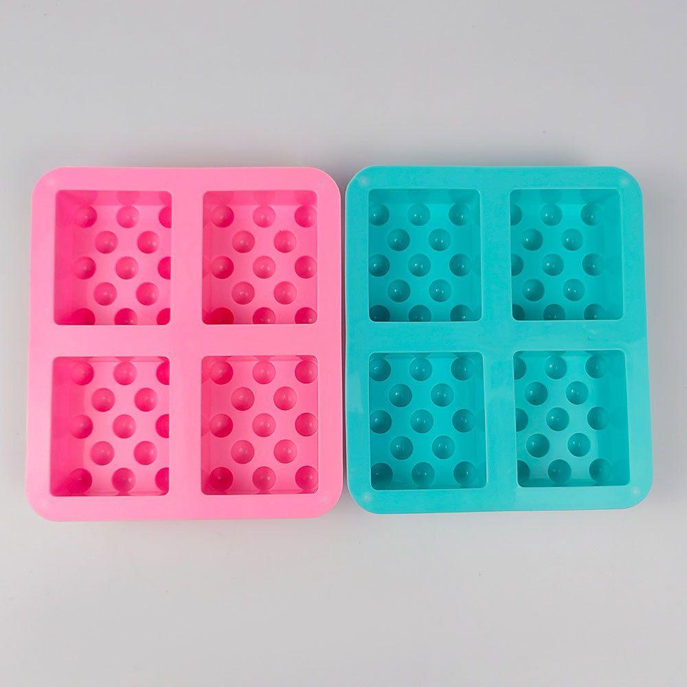 Solighter Cetakan Sabun Silikon Bentuk Pijat Membuat Perlengkapan 3D DIY Craft 4rongga Sabun Persediaan