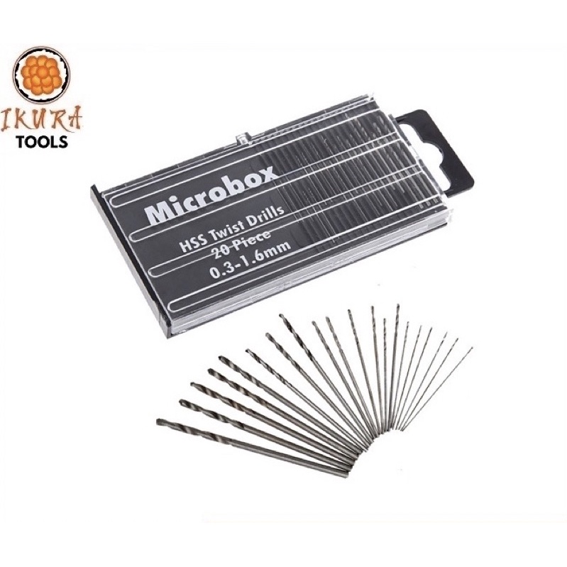 IKURA MBM201 Mata Bor 0.3 - 1.6 mm Micro Box 20 Pcs Set PCB Microbox HSS Twist Drill MBM-201