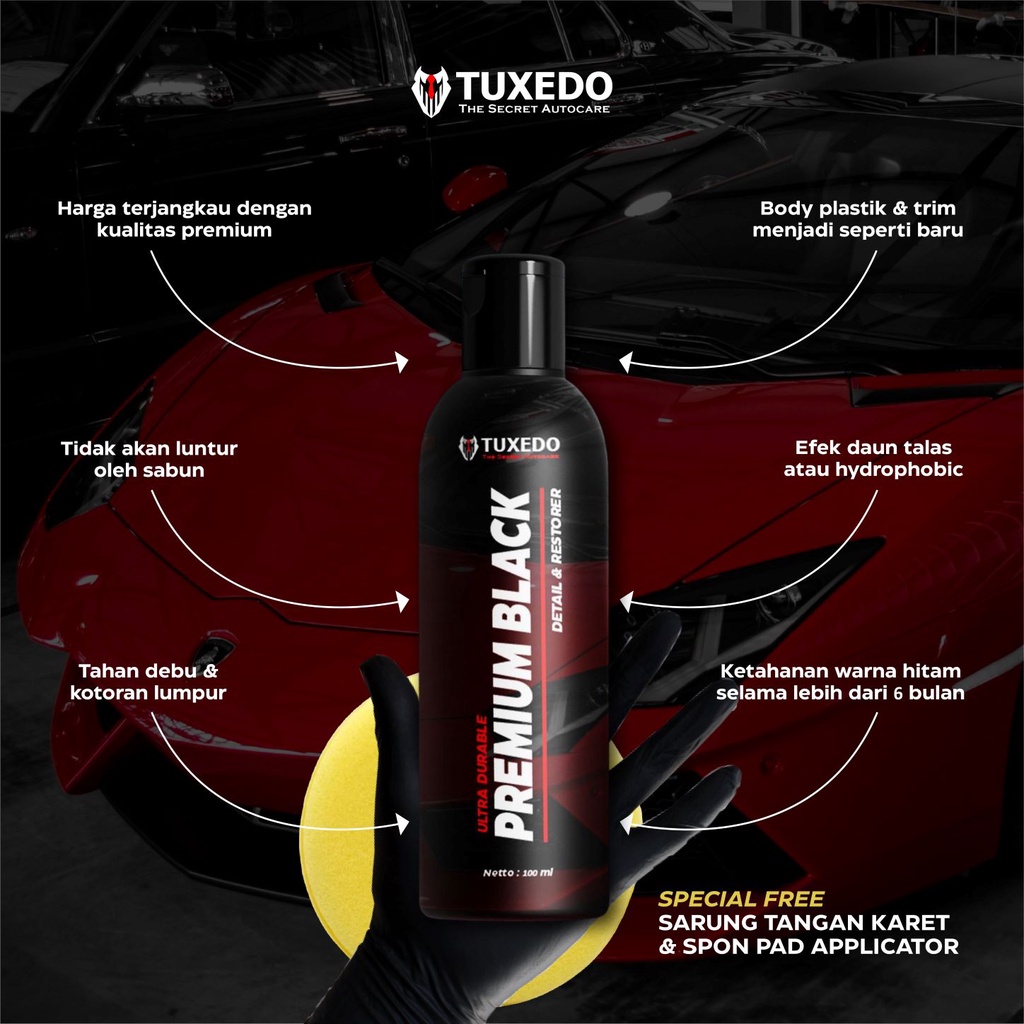 Premium Black - Penghitam Body Mobil / Motor Permanen By : Tuxedo Autocare