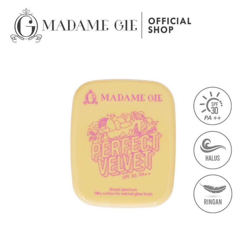 MADAME GIE Perfect Velvet SPF 30 PA++ Indonesia / Powder Bedak Primer BB Foundation Loose Lipstick Eyeshadow Blush On Eyeliner Eyebrow Mascara Lipstick Lip Matte Gloss Balm Kutek / Facial Wash Toner Essence Serum Sunscreen Cream Mask Masker / Lipill Paket