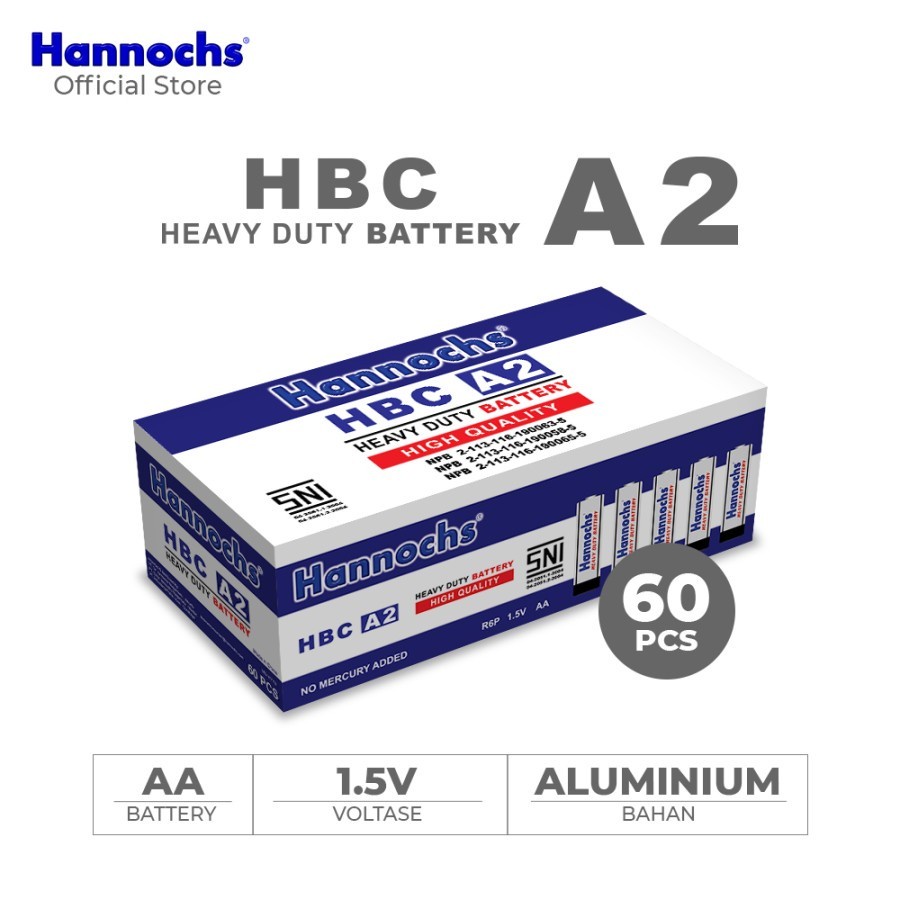 Hannochs R6P Battery Baterai AA / A2 Extra Heavy Duty - 1 Box / 60 Pcs