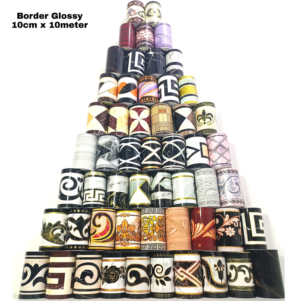 RELIZA WALL BORDERS GLOSSY 10CM X 10METER LIS BORDER MENGKILAT STIKER DINDING SEASON 2