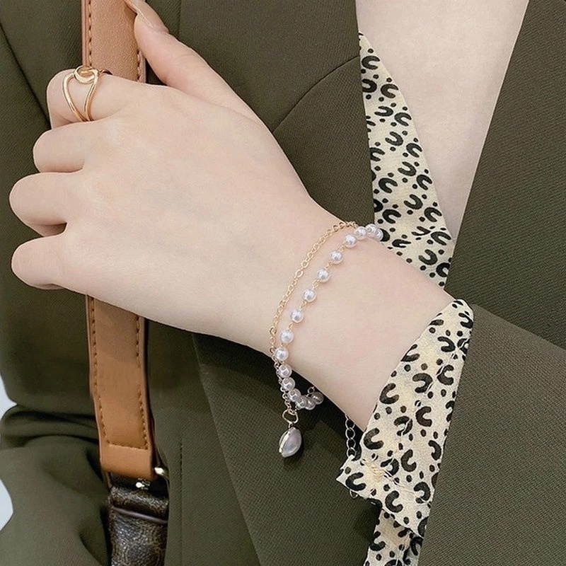 Gelang Mutiara Double Layer Gaya Korea Untuk Wanita