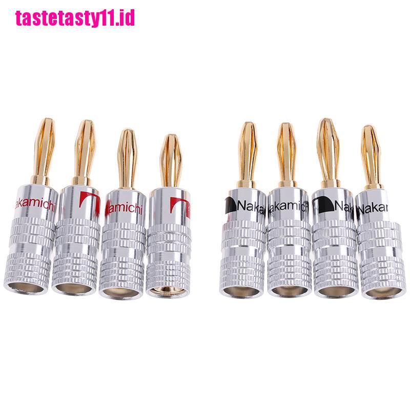 【TTID】4pcs 2pairs 24K Gold Plated Speaker banana plug Audio Jack connector