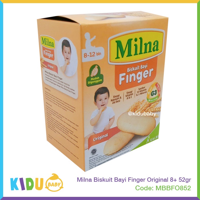 Milna Biskuit Bayi Finger Original 52gr Biskuit Bayi Cemilan Anak 8 bulan keatas  Kidu Baby