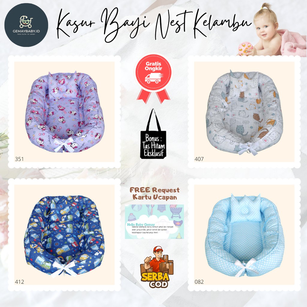 Kasur Bayi Model Perahu Kelambu Lepas Motif Karakter Lucu Kado Perlengkapan Bayi Kasur Bayi Gemay