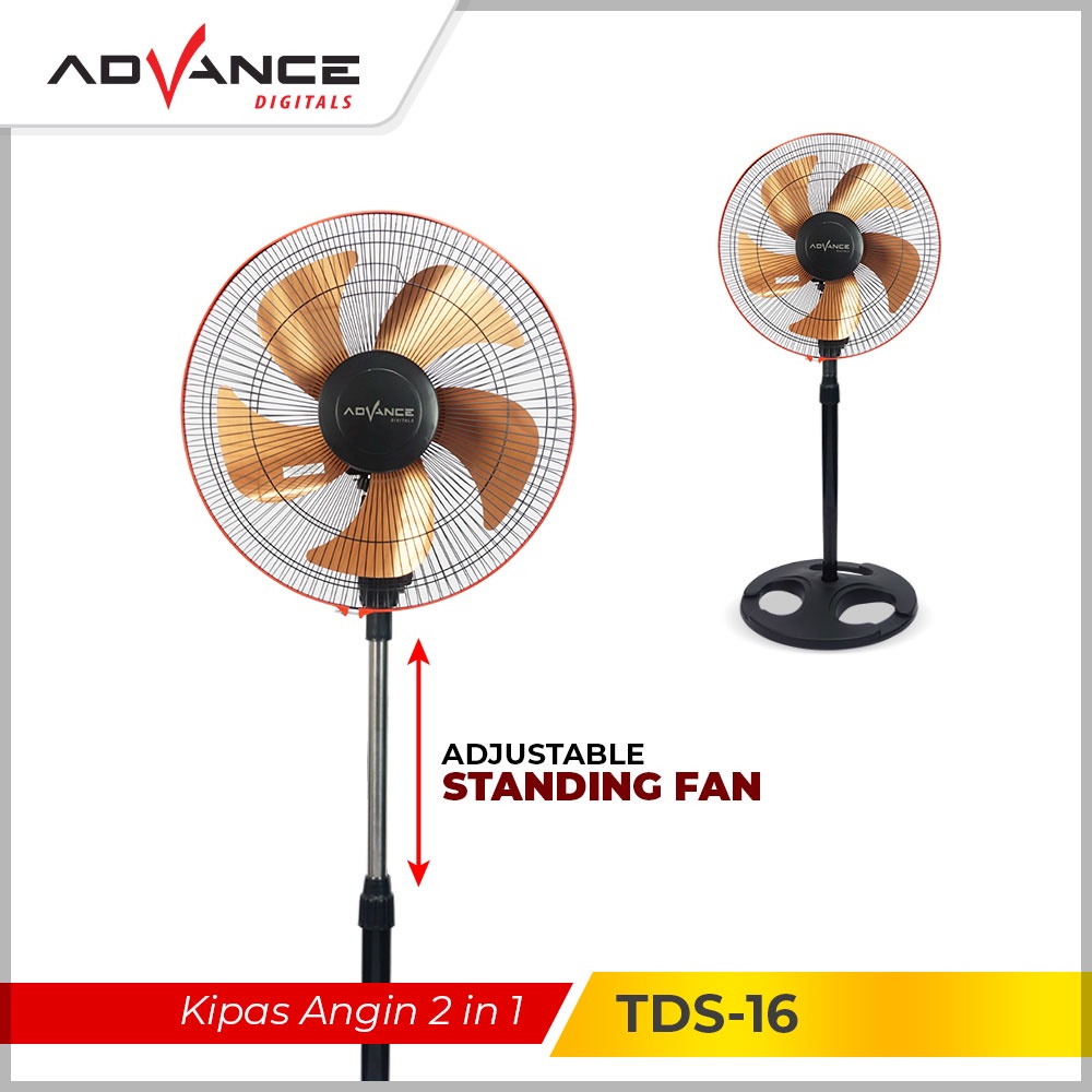 Advance Kipas Angin 2in1 Stand/Desk/Wall TDS-16 Garansi Resmi Advance 1 Tahun Kipas Tornado