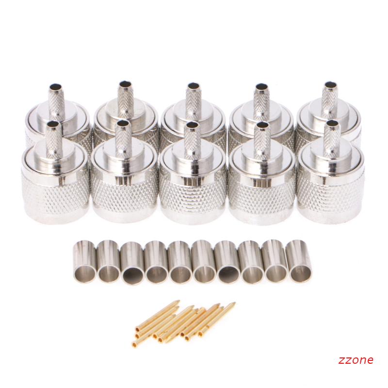 zzz 10Pcs N Male Plug Crimp RG58 RG142 LMR195 RG400 Coaxial Cable Straight Connector