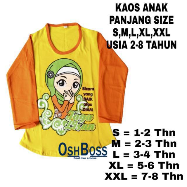 Kaos Anak Muslimah Tangan Panjang 1 sampai 8 tahun-2