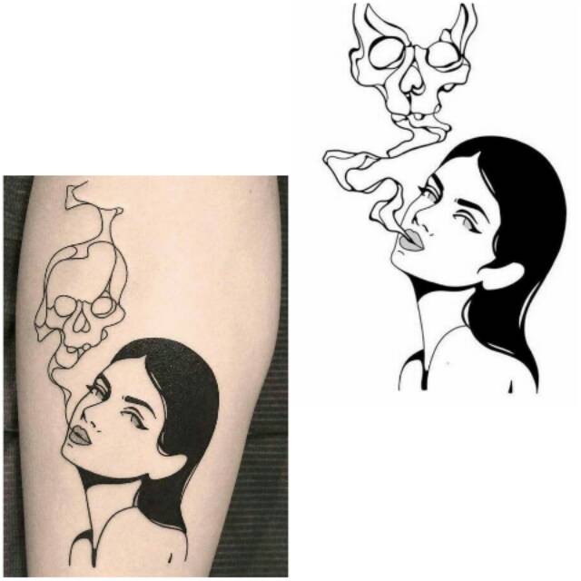 Tato Temporer Wanita Karakter pendekar aesthetic Stiker Tato Minimalis - OKOMU