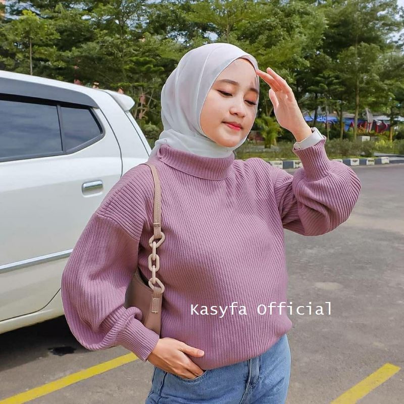 BOXY BLOUSE RAJUT LENGAN BALON // BAYONE SWEATER RAJUT