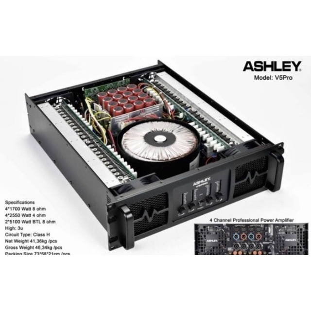 Power Amplifier ashley V5pro 4 channel V 5 Pro V5 pro 4 x 1700 class h