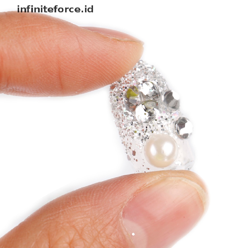 Infiniteforce.id 24pcs / Set Kuku Palsu Full Cover 3d Diy Untuk Pengantin Wanita