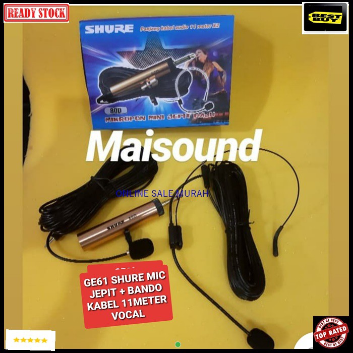 G61 Shure mic kabel headset jepit clip on kancing kerah baju condesor bando + klip mik cable profesional pro vocal vokal karaoke mikrophone microphone audio sound system panggung dj studio sensitif aux emas YOUTUBER G61   BISA DIGUNAKAN SEGALA JENIS AUDIO