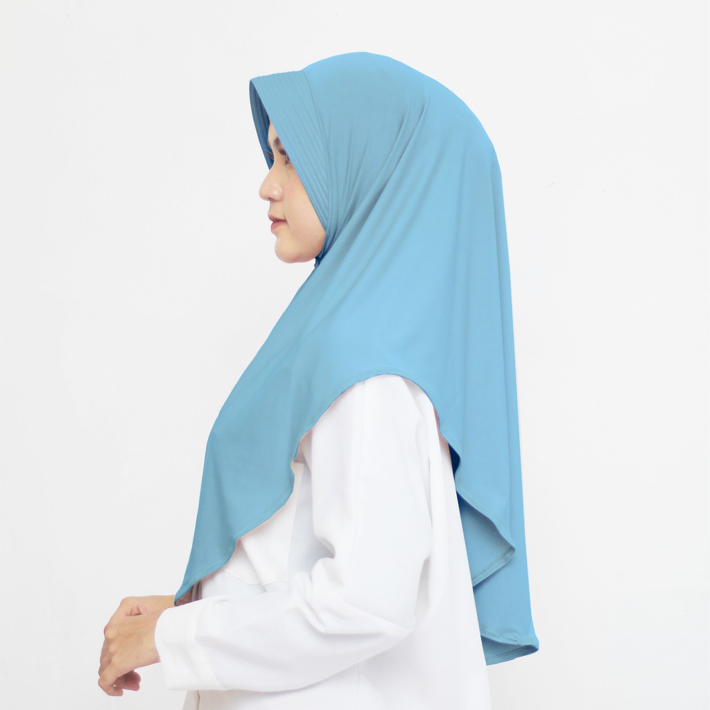 SHA - Jilbab Instan Khimar Jersey Pinguin Premium-Blue Wardah