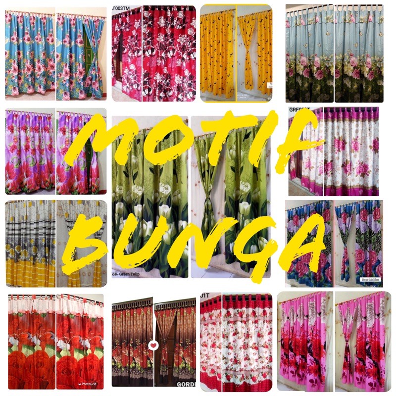 [ PINTU DAN JENDELA ] GORDEN TALI + PONI MOTIF BUNGA MIX ( SHABY / TULIP / MAWAR / KEMBANG )