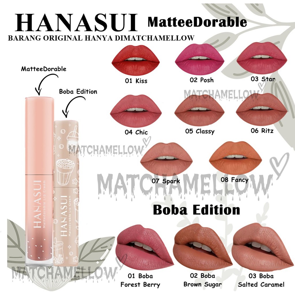 ❄️MATCHA❄️HANASUI LIP CREAM MATCHA BOBA EDITION MATTEDORABLE - LIP CREAM VELVET MATTE HANASUI