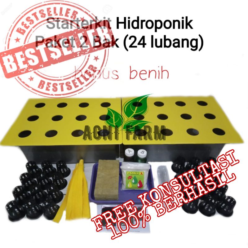 PAKET HIDROPONIK PEMULA HIDROPONIK SET PAKET HIDROPONIK LENGKAP 2 BAK 24 LUBANG STATERKIT HIDROPONIK