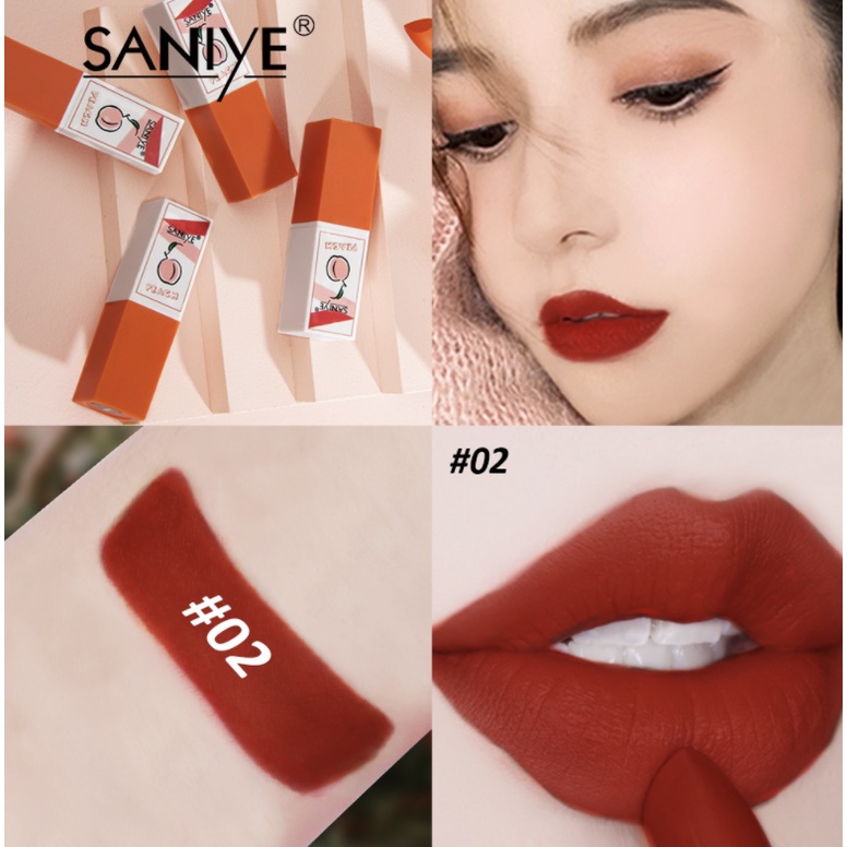 SANIYE Peach Lipstik 6 Warna Fruit Lipstick Matte SA017