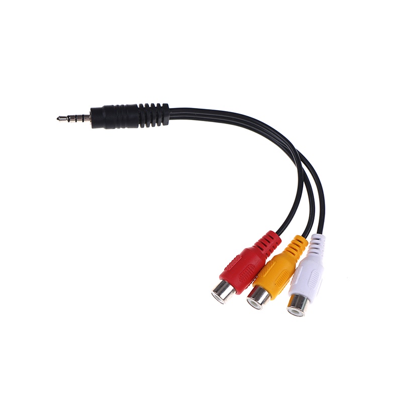 (LUCKID) Kabel audio video stereo jack 3.5mm male Ke 3rca female Panjang 28cm