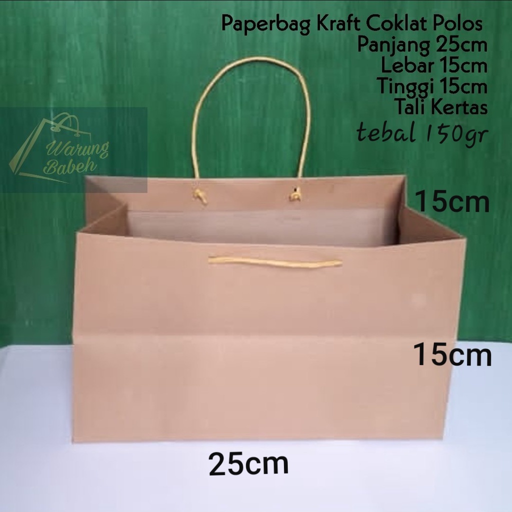 

Paperbag Brownies 25x15x15 bisa untuk cake roll, bolu gulung dll Harga untuk 10 Pcs