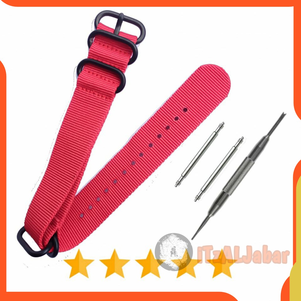 Tali jam tangan Expedition Nylon Zulu strap Merah 20mm 22mm 24mm