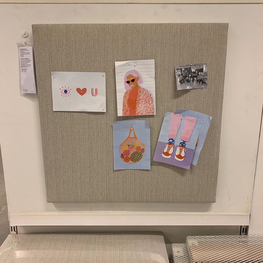 

Papan memo/ papan note aesthetic dengan pin, krem, 60x60 cm