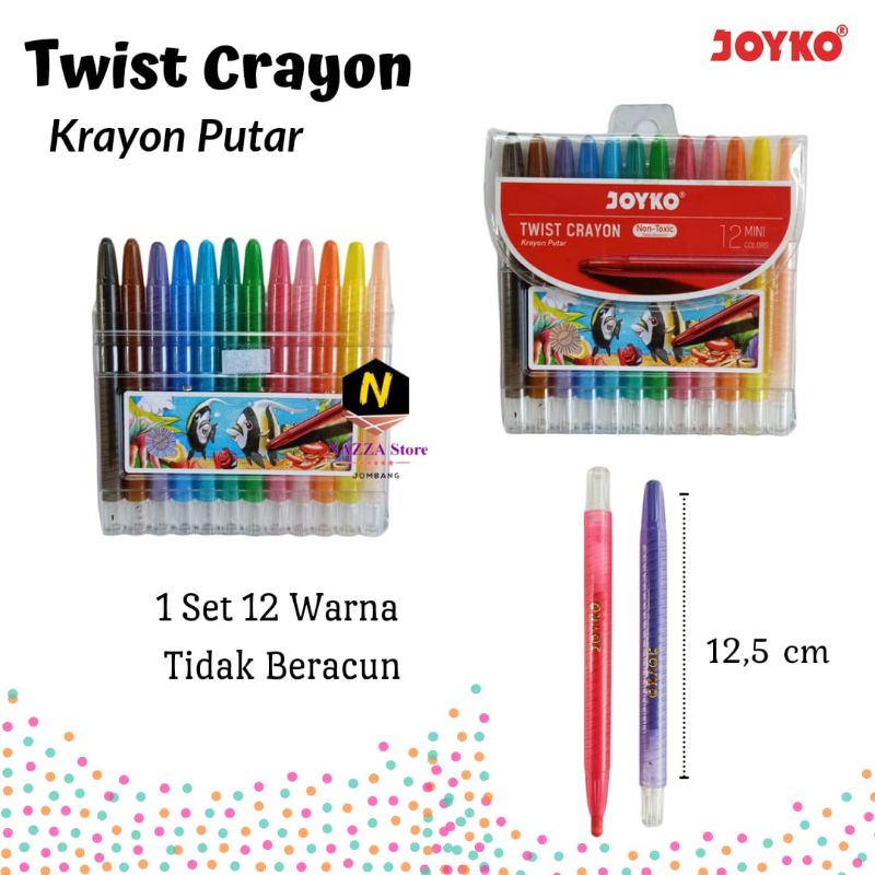 

JOYKO Twist Crayon Krayon Putar 12 Warna