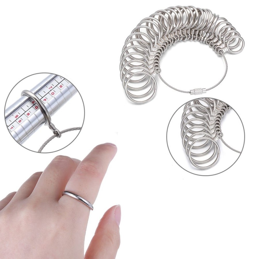 Jual Alat Ukur Cincin Pengukur Jari Cincin Tools Ring Ukuran Sizer Finger Logam Bulat Shopee 9782