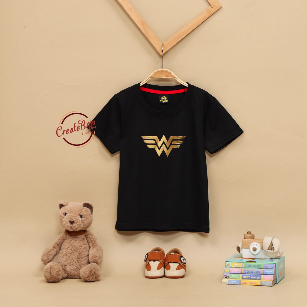 BAJU ATASAN ANAK LAKI WONDER WOMAN GOLD 1-7 TAHUN KAOS ANAK LAKI SUPERHERO MURAH