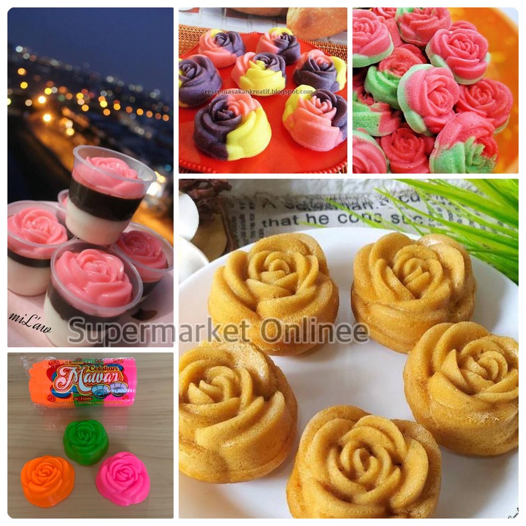 Cetakan Kue Agar Ager Loyang Mini Cup Jelly Coklat Puding Cake Mold Mawar Isi 12pcs