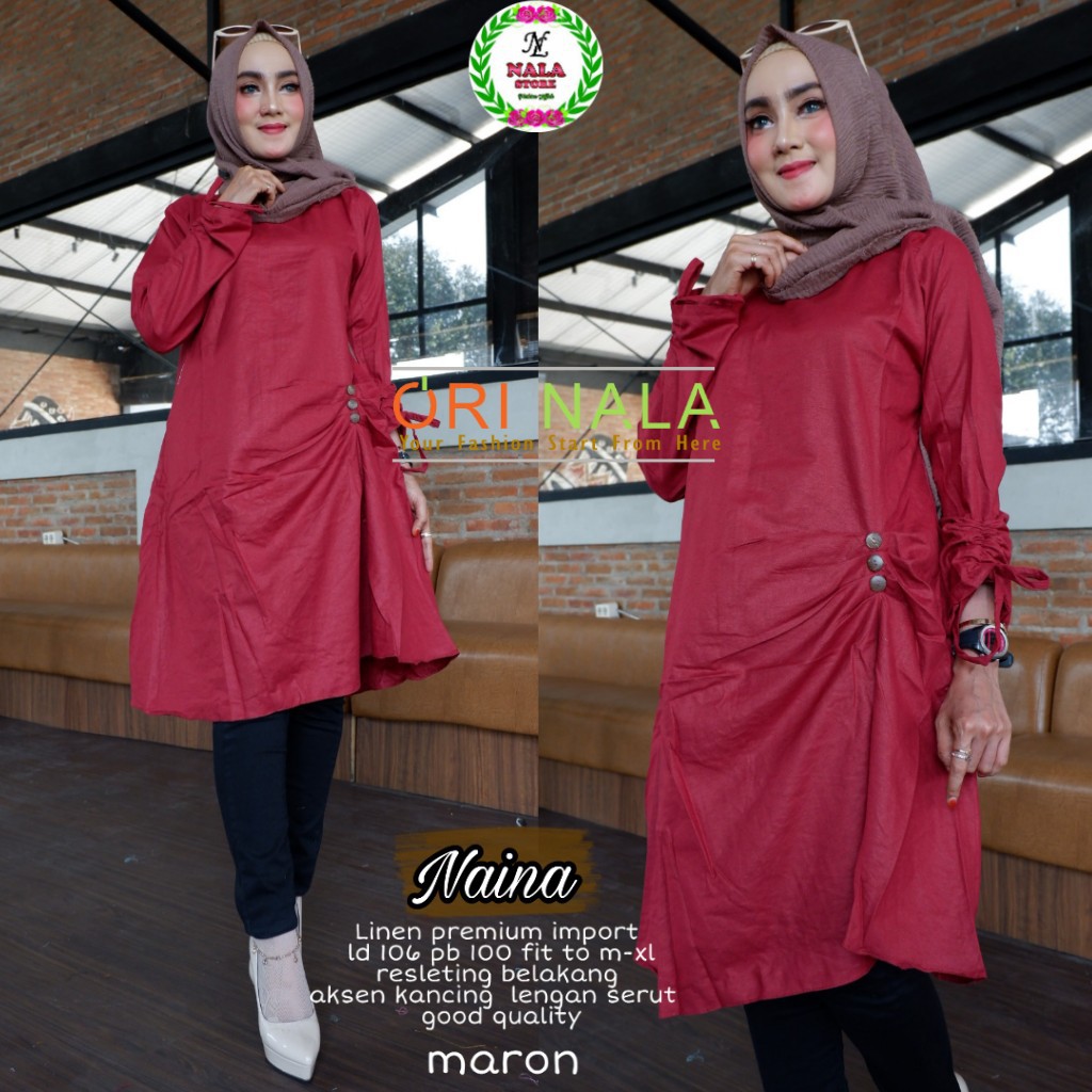 NAINA TUNIK FAB LINEN PREMIUM IMPORT