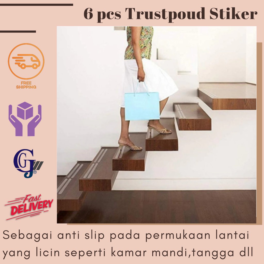 Stiker Anti Slip Bathtub Lantai Kamar Mandi Anti Licin Keramik Tangga -Stiker Lantai Anti Slip 6 Pcs