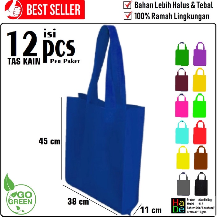 

NEW [1 Lusin] Tas Kain Spunbond 38x45 Handle/Tali Goodie Bag Kantong Polos - Warna apa saja