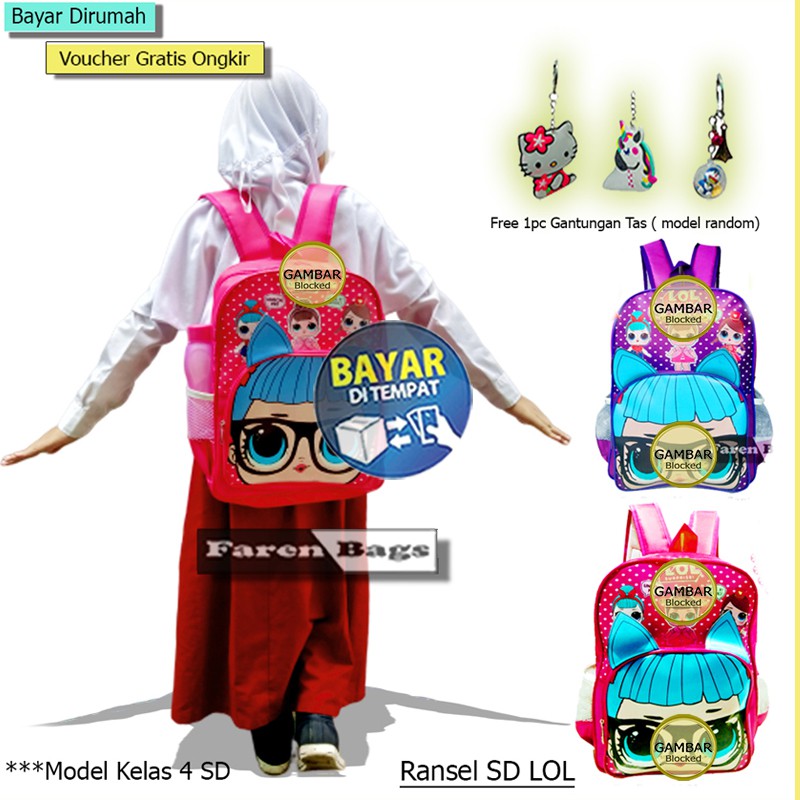 Tas Ransel Sekolah Anak SD Tas Sekolah Anak SD Gambar katun anak Perempuan Free Gantungan Tas Cantik