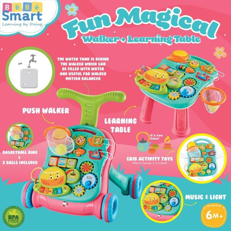 PUSH WALKER FUN MAGICAL WALKER BEBE SMART/WALKER BEBE SMART/ALAT BELAJAR JALAN BAYI/Baby Walker